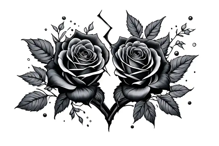 Broken Heart Black Roses Blooming