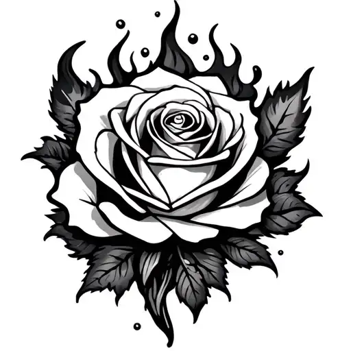 Symbol Rose With Fire Air And Water