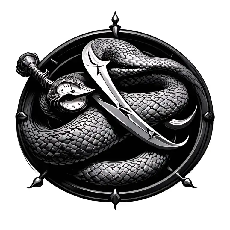 Clock Snake Dagger Piercing