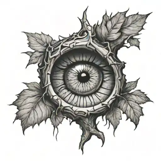 Tree Trunk With Leaves With Eye Inside