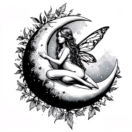 Fairy Sitting On Moon