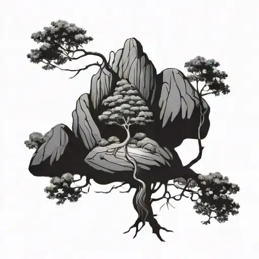 Tree Growing In A Rock Cliff Overlooking