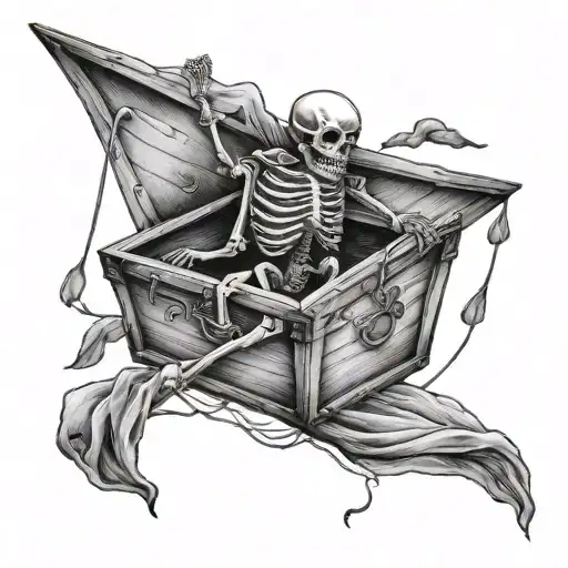 Skeleton In Casket Flying Kite
