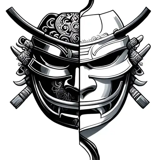 Samurai Mask Split In Half