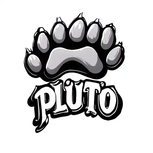 The Word Pluto In Cersive With Dog Paws