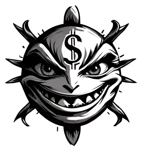 Evil Smile Face With Dollar Sign Eye Symbol Integrated