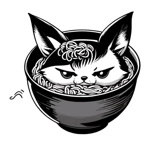 A Bowl Of Japanese Ramen Noodles In A Bowl Inspired By The Inari Fox
