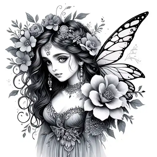Cute Fairy Gypsy And Flowers