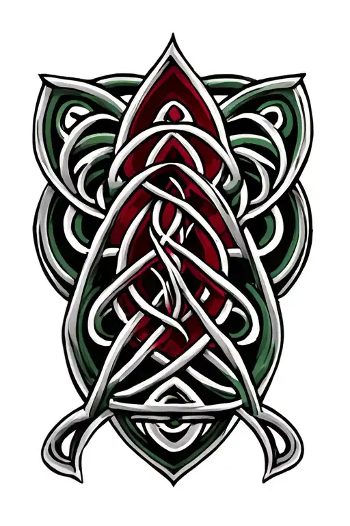 Celtic Pagan Symbols With Dark Green Black And Dark Red