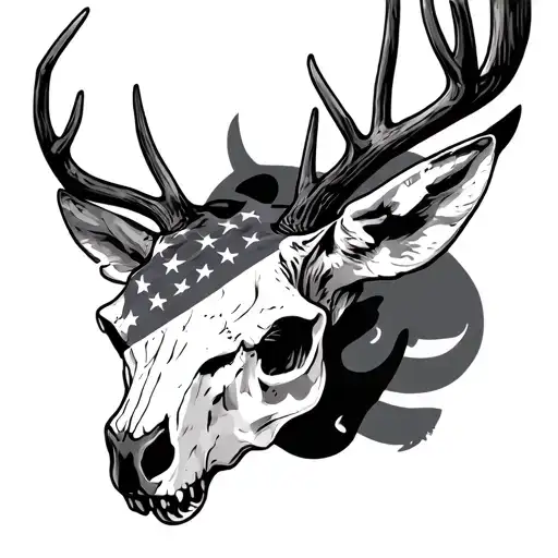 Deer Skull That Is American Flag