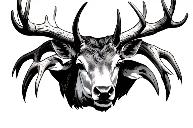 Deer Antler Small Tattoo One Side
