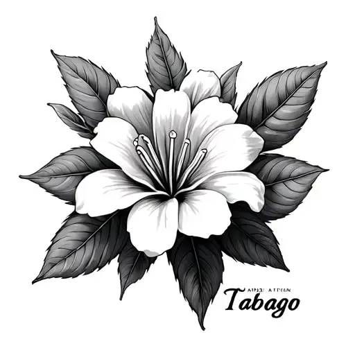 Chaconia Flower With The Word Trinidad And Tabago