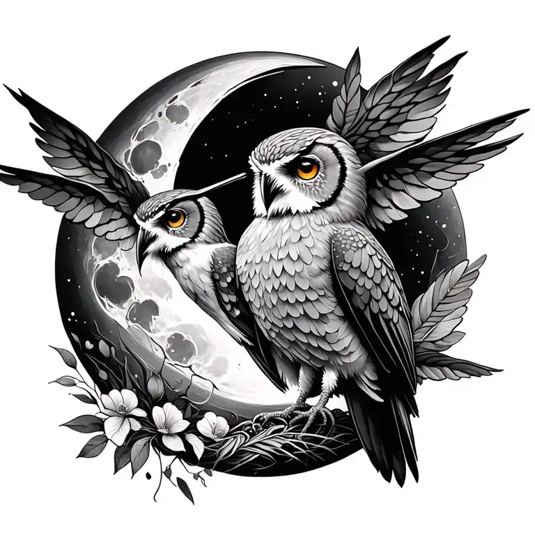 Ocean Moon Hummingbird Owl Goddess