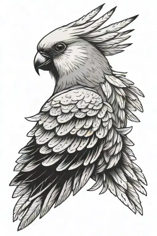 Cockatiel Wing Spread On Shoulder