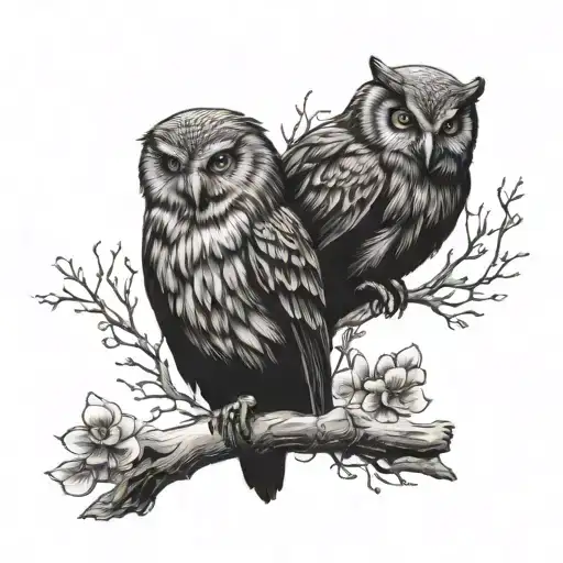 One Crow And One Owl Holding Each Other