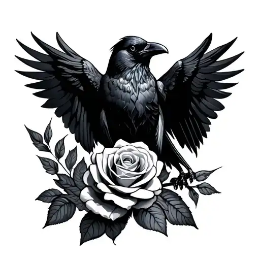 Dark Crow Holding Roses