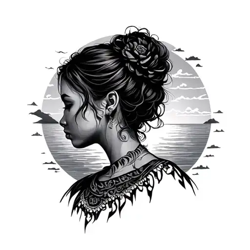 Girl Side Profile In The Sunrise Background