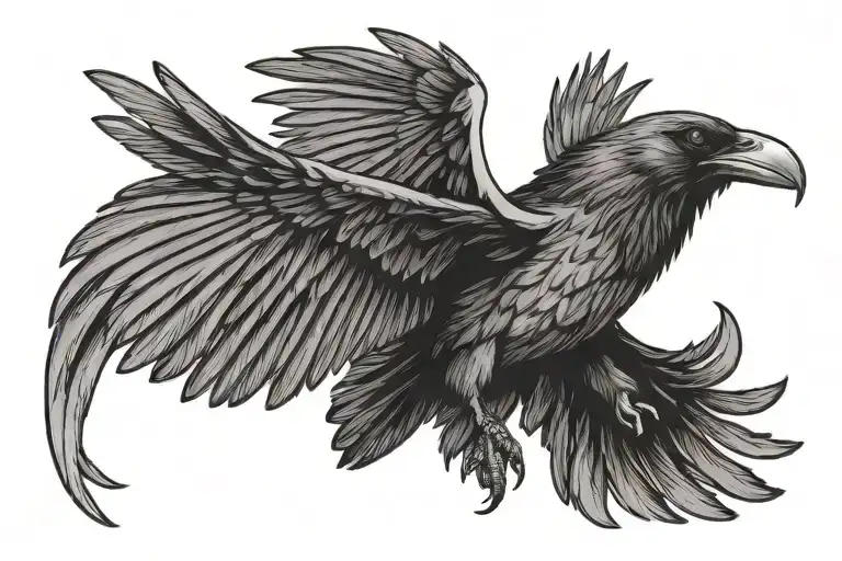 Attacking Flying Raven Flying