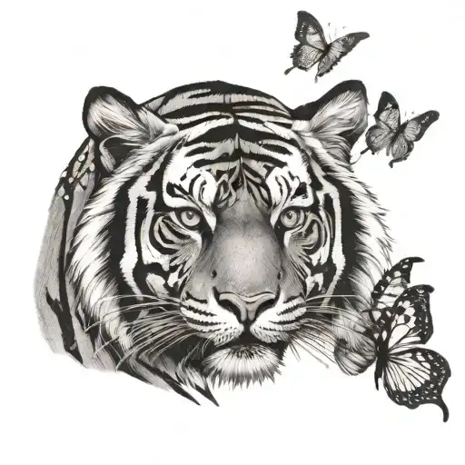 Tiger And Butterflies