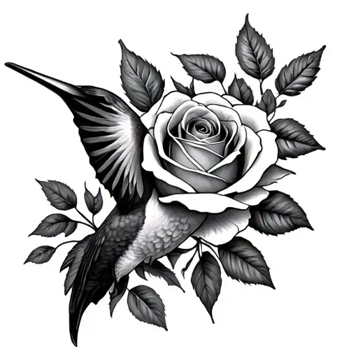 Rose And Hummingbird