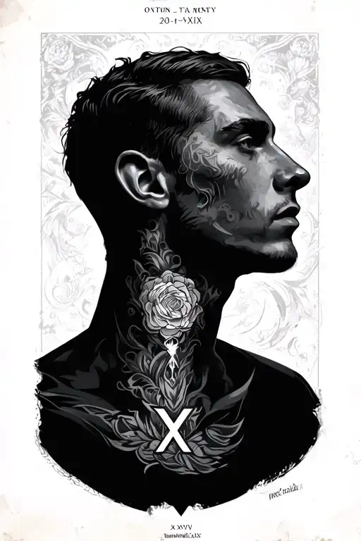 Neck Tattoo With This Date Straight Down My Neck X-xxv-mcmlxxxix