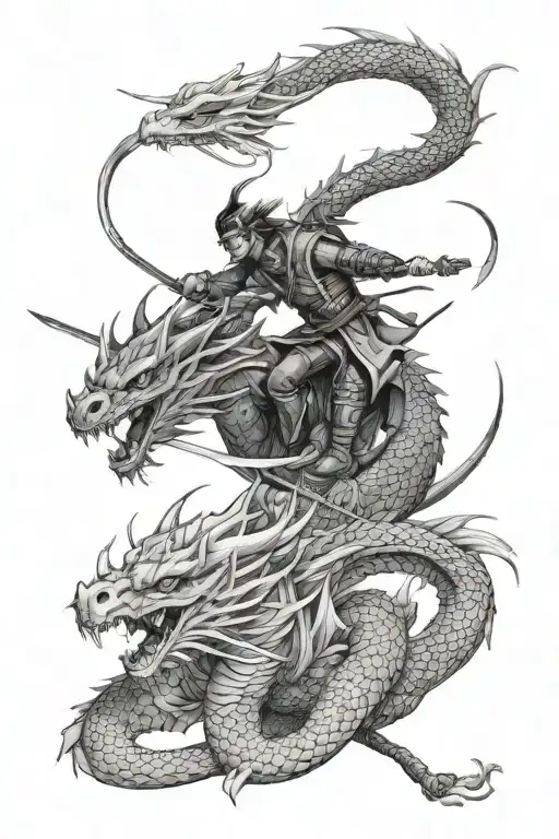 Dragon And Samurai Warrior