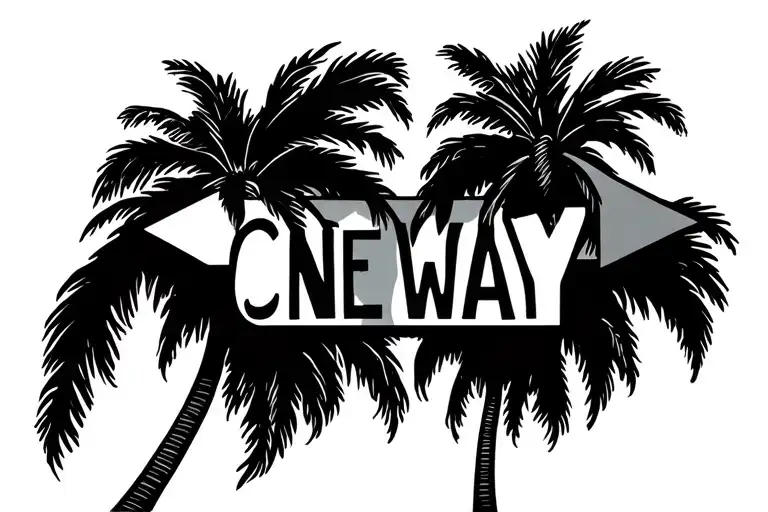 Palm Tree One Way Sign