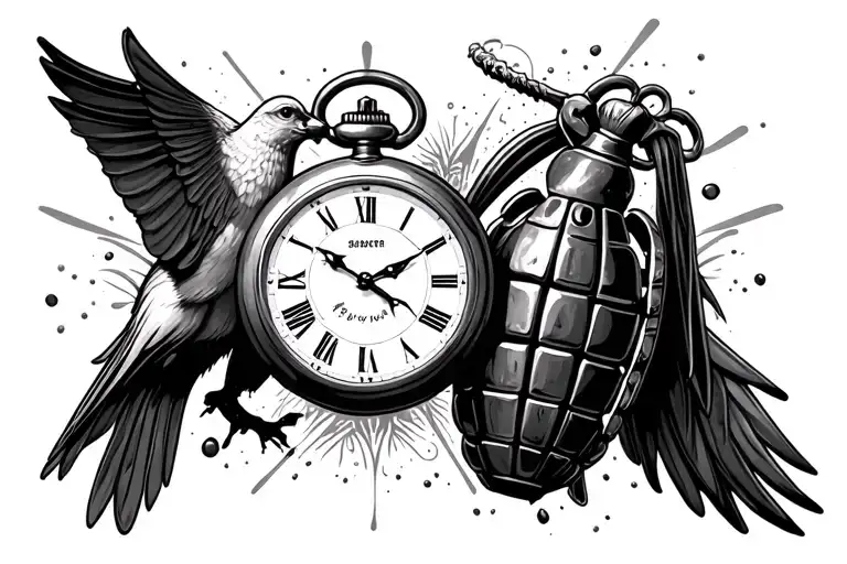 Dove And Grenade Smashed Pocket Watch Paisley Pattern