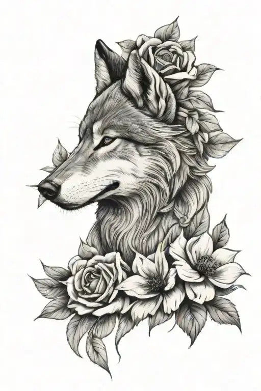 Wolf With A Flower