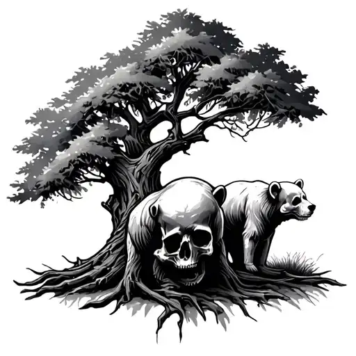 Skull And Tree 3 Litle Bears