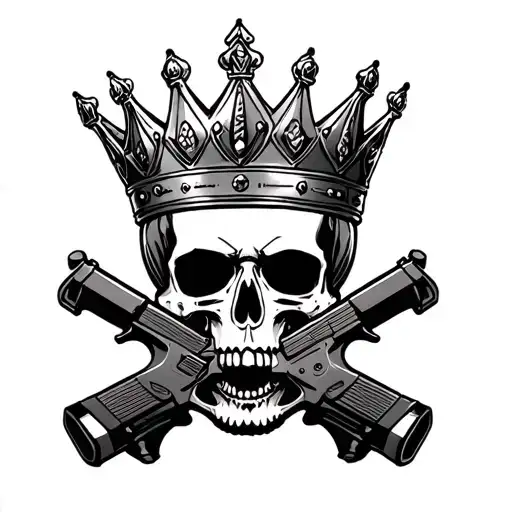 Skull Wearing Crown With Glock 26