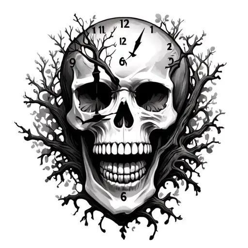 Skull And Tree 3 Little Clocks Side By Side