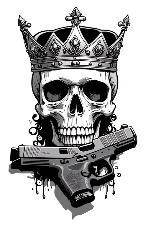 Skull Wearing Crown With Glock 26