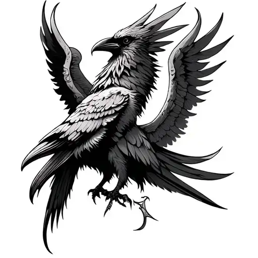 Viking Raven Tattoo With Spread Wings That Can Wrap From Right Front Shoulder To Back Shoulder Blade