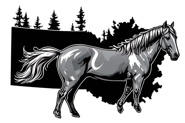 Outline Of The State Of Kentucky With A Horse