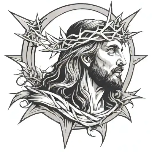 Jesus Christ With Crown Of Thorns Wrapped