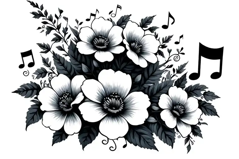 Latraille With Music Notes And Flowers Growing