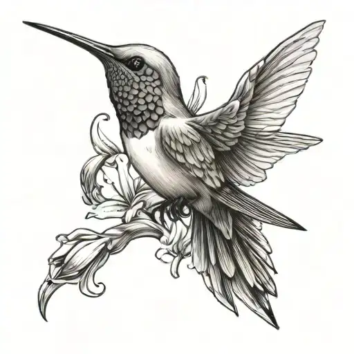 Hummingbird And Iris Flowers