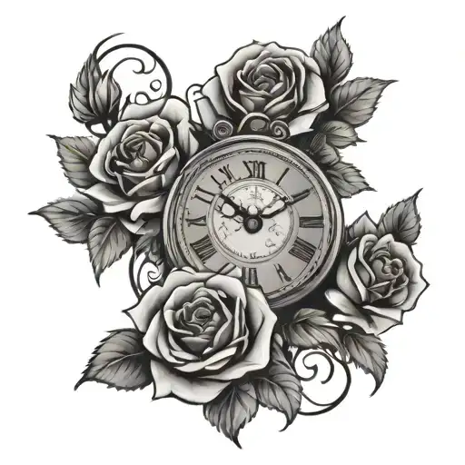 Roses And Clock With Letter S