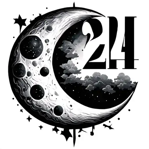 The Number 224 Icorperated Into The Design Of Moon And Back