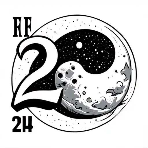The Number 224 With A Design Of Moon And Back