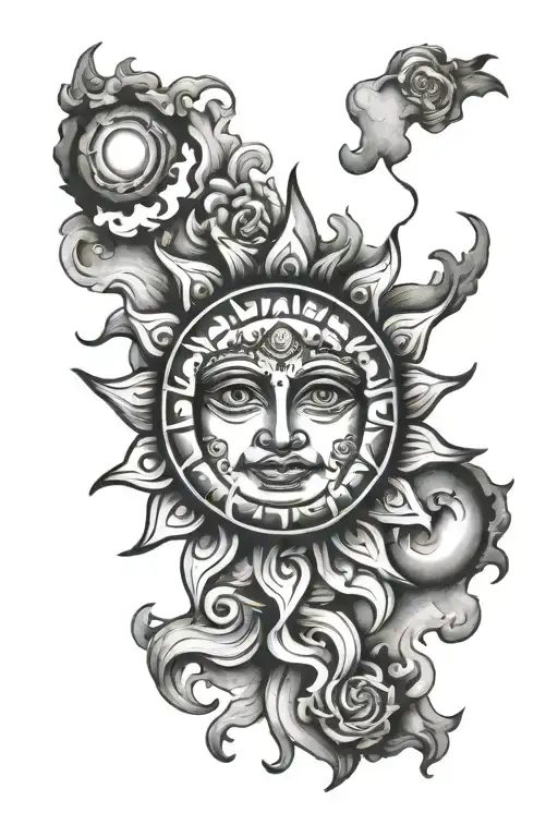 Sun With Mumber 10 In Center