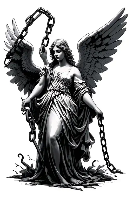 Angel Holding Broken Chain