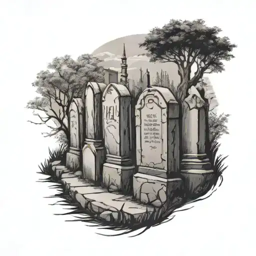 Headstones In A Line