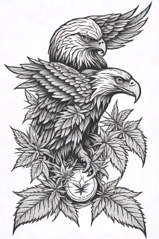 Cannabis Leaves And Eagle