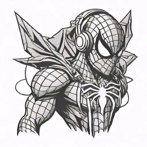 Spider Man Wearing Headphones