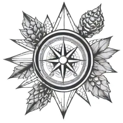 Compass With Honeycomb Background