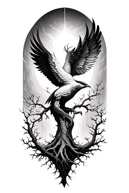 Tree Of Life And Pheonix Rising