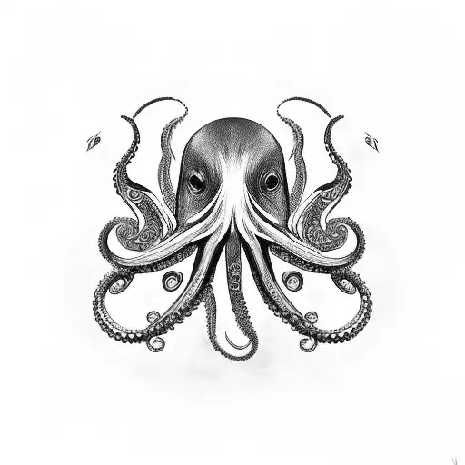 Octopus With Dark Mandella Design And Background