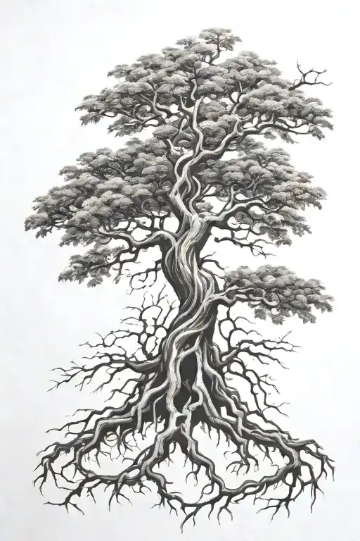 Tree With Roots Showing Growth